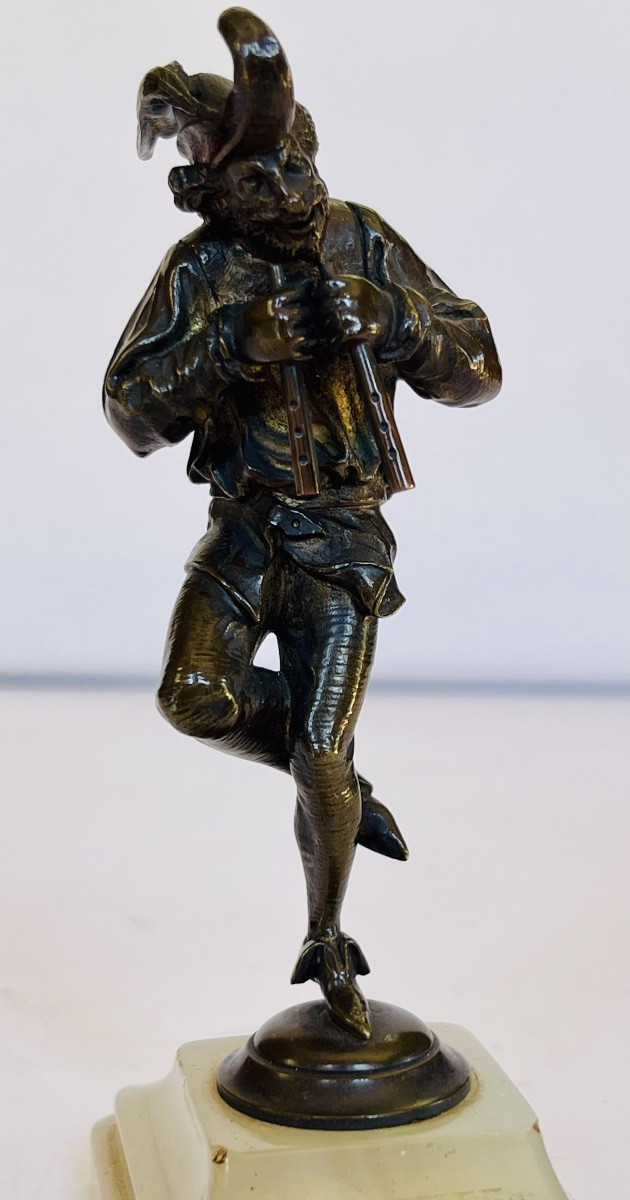 Ménestrel flûtiste en bronze -photo-3